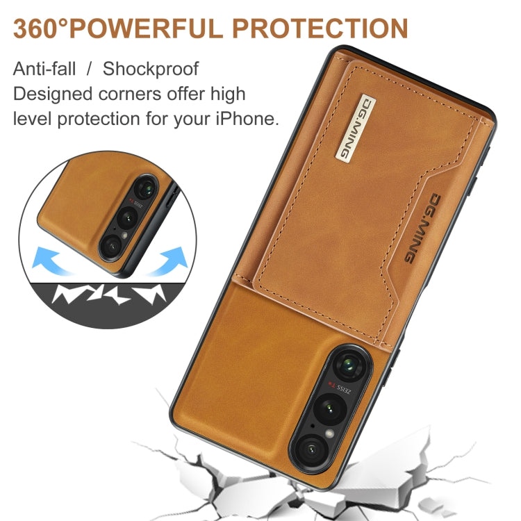 For Sony Xperia 1 VI DG.MING M2 Series 3-Fold Multi Card Bag + Magnetic Phone Case(Brown) by DG.MING