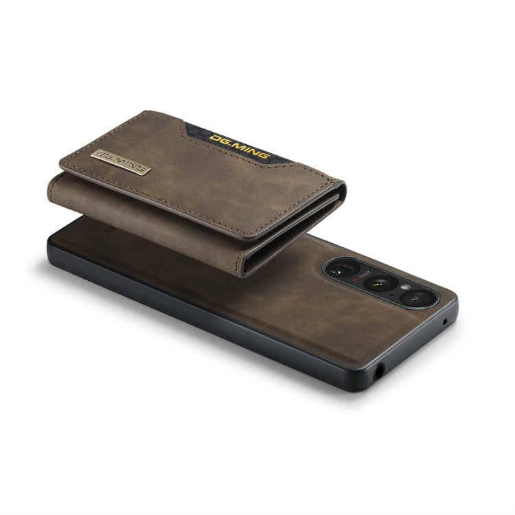 For Sony Xperia 1 VI DG.MING M2 Series 3-Fold Multi Card Bag + Magnetic Phone Case(Coffee) by DG.MING