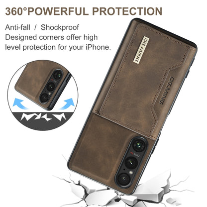 For Sony Xperia 1 VI DG.MING M2 Series 3-Fold Multi Card Bag + Magnetic Phone Case(Coffee) by DG.MING