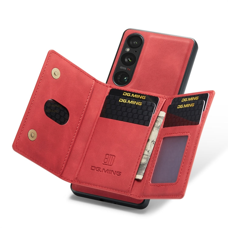 For Sony Xperia 1 VI DG.MING M2 Series 3-Fold Multi Card Bag + Magnetic Phone Case(Red) by DG.MING