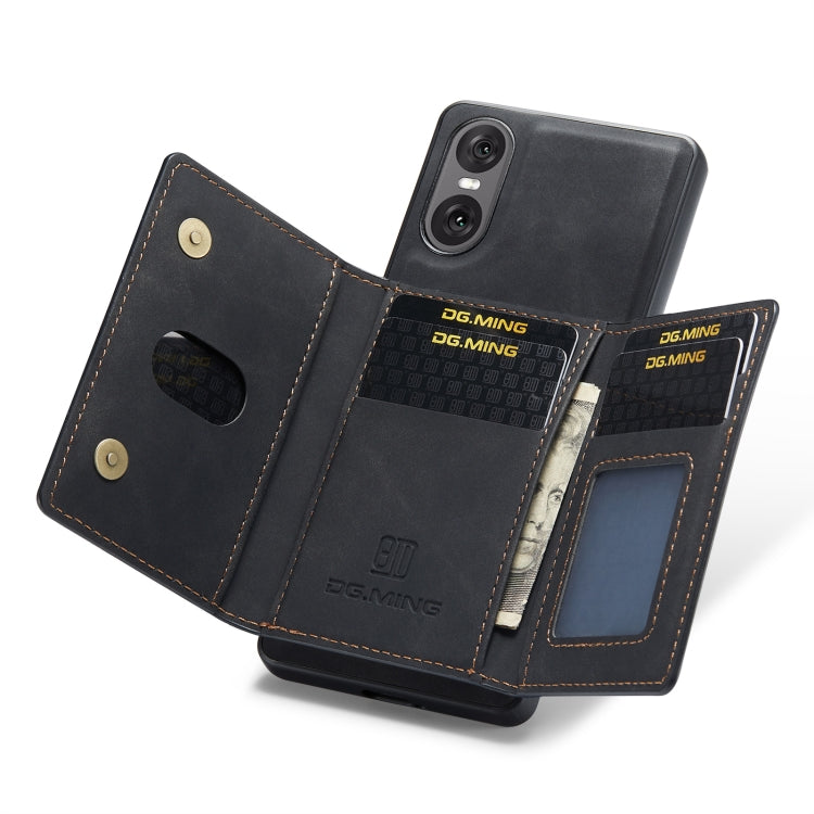 For Sony Xperia 10 VI DG.MING M2 Series 3-Fold Multi Card Bag + Magnetic Phone Case(Black) by DG.MING