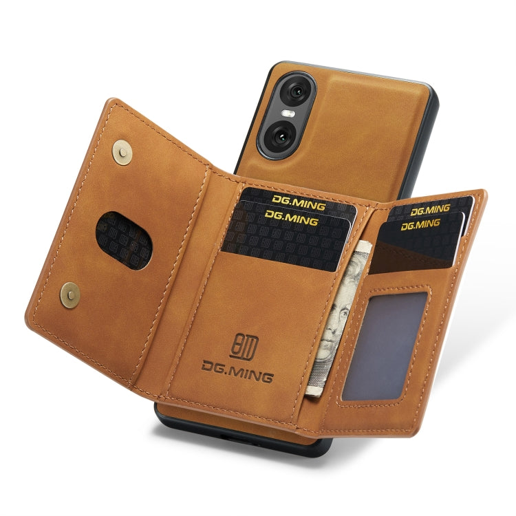 For Sony Xperia 10 VI DG.MING M2 Series 3-Fold Multi Card Bag + Magnetic Phone Case(Brown) by DG.MING