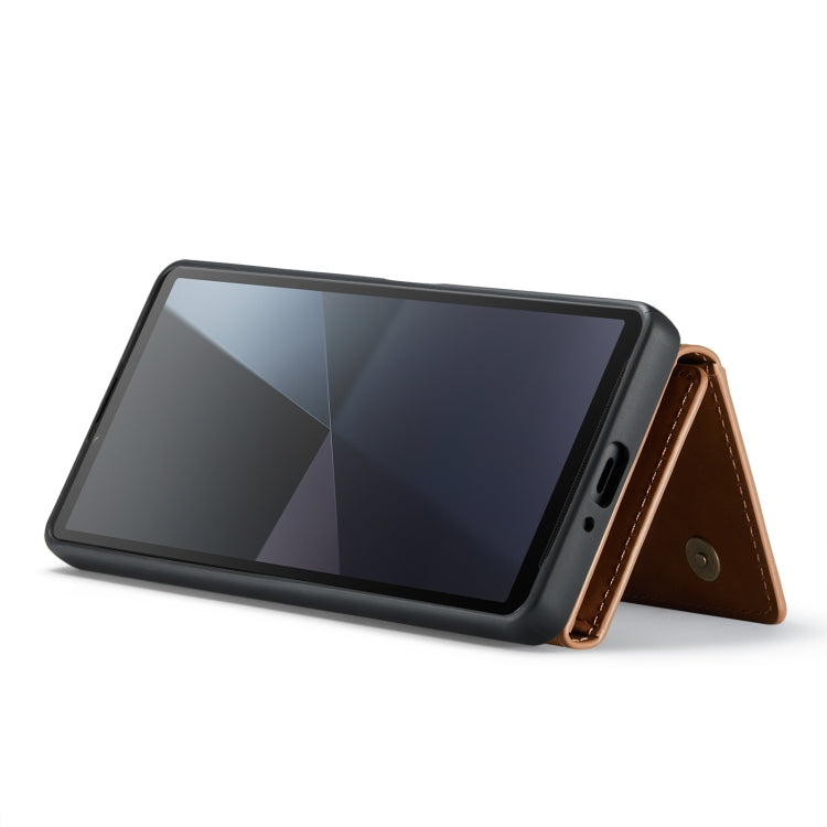 For Sony Xperia 10 VI DG.MING M2 Series 3-Fold Multi Card Bag + Magnetic Phone Case(Brown) by DG.MING