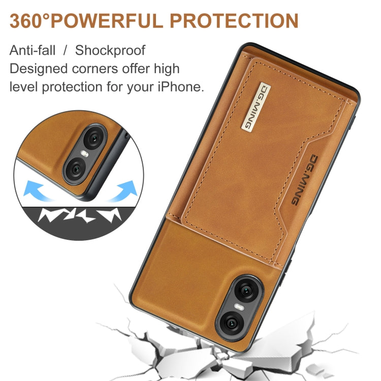 For Sony Xperia 10 VI DG.MING M2 Series 3-Fold Multi Card Bag + Magnetic Phone Case(Brown) by DG.MING