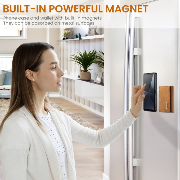 For Sony Xperia 10 VI DG.MING M2 Series 3-Fold Multi Card Bag + Magnetic Phone Case(Brown) by DG.MING