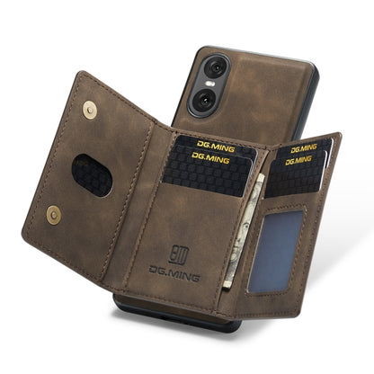 For Sony Xperia 10 VI DG.MING M2 Series 3-Fold Multi Card Bag + Magnetic Phone Case(Coffee) by DG.MING