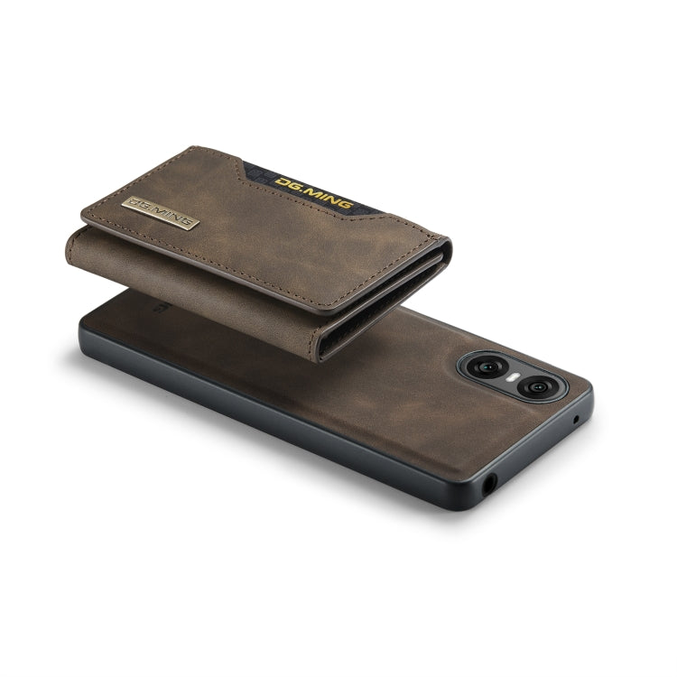 For Sony Xperia 10 VI DG.MING M2 Series 3-Fold Multi Card Bag + Magnetic Phone Case(Coffee) by DG.MING
