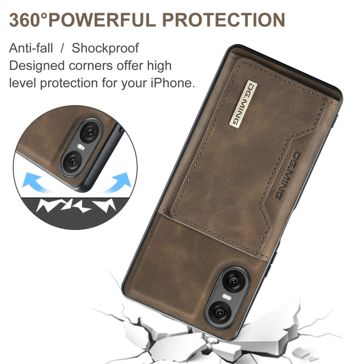 For Sony Xperia 10 VI DG.MING M2 Series 3-Fold Multi Card Bag + Magnetic Phone Case(Coffee) by DG.MING