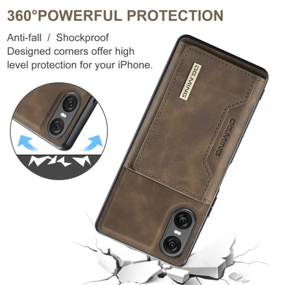 For Sony Xperia 10 VI DG.MING M2 Series 3-Fold Multi Card Bag + Magnetic Phone Case(Coffee) by DG.MING