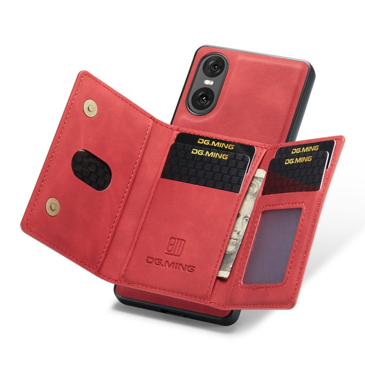 For Sony Xperia 10 VI DG.MING M2 Series 3-Fold Multi Card Bag + Magnetic Phone Case(Red) by DG.MING