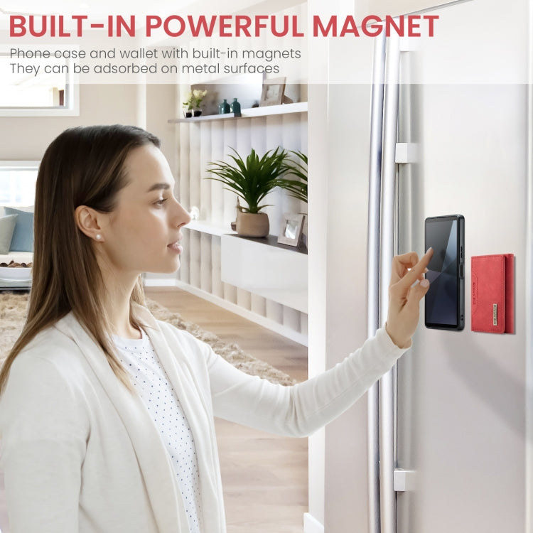 For Sony Xperia 10 VI DG.MING M2 Series 3-Fold Multi Card Bag + Magnetic Phone Case(Red) by DG.MING