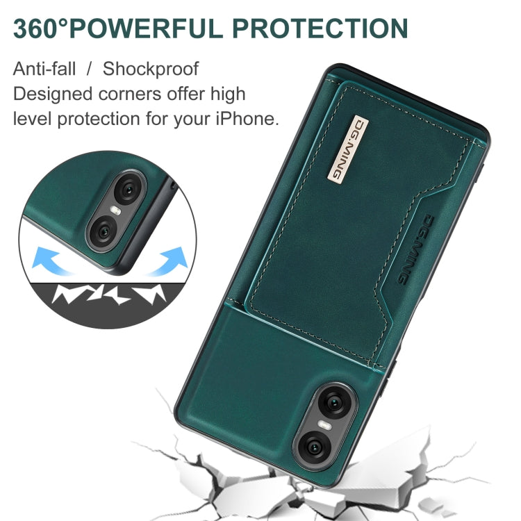 For Sony Xperia 10 VI DG.MING M2 Series 3-Fold Multi Card Bag + Magnetic Phone Case(Green) by DG.MING