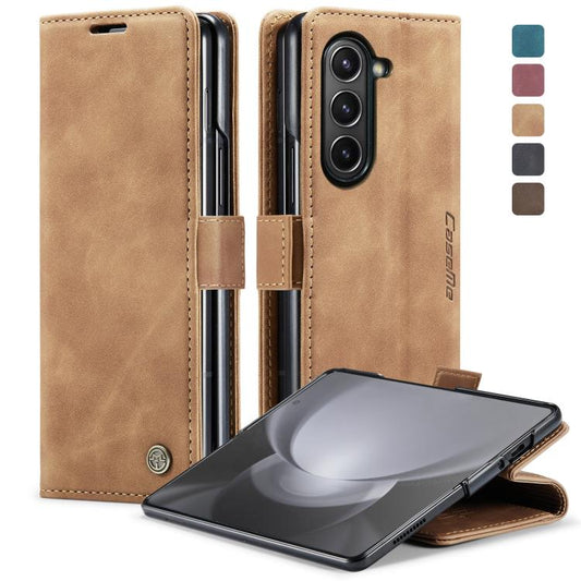 For Samsung Galaxy Z Fold5 CaseMe-013 Multifunctional Retro Frosted Leather Phone Case(Brown) by CaseMe