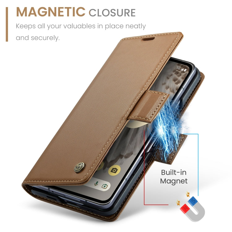 For Google Pixel Fold CaseMe 023 Butterfly Buckle Litchi Texture RFID Anti-theft Leather Phone Case(Brown) by CaseMe