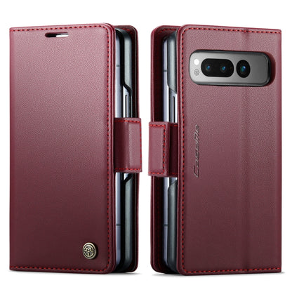 For Google Pixel Fold CaseMe 023 Butterfly Buckle Litchi Texture RFID Anti-theft Leather Phone Case(Wine Red) by CaseMe