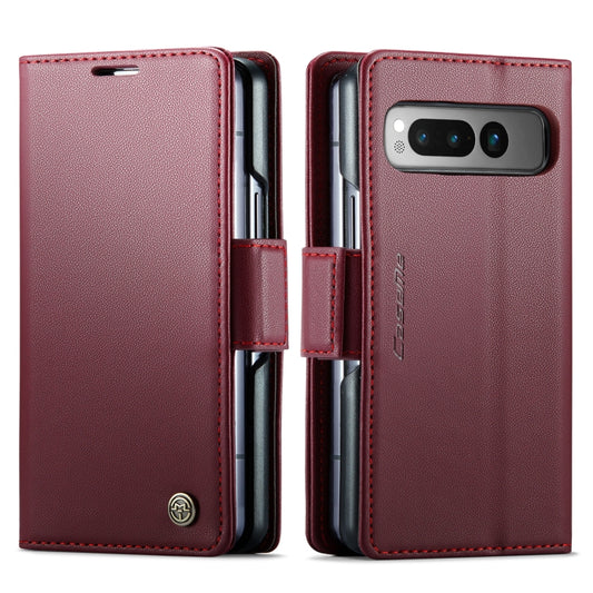 For Google Pixel Fold CaseMe 023 Butterfly Buckle Litchi Texture RFID Anti-theft Leather Phone Case(Wine Red) by CaseMe