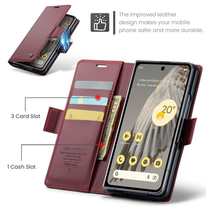 For Google Pixel Fold CaseMe 023 Butterfly Buckle Litchi Texture RFID Anti-theft Leather Phone Case(Wine Red) by CaseMe