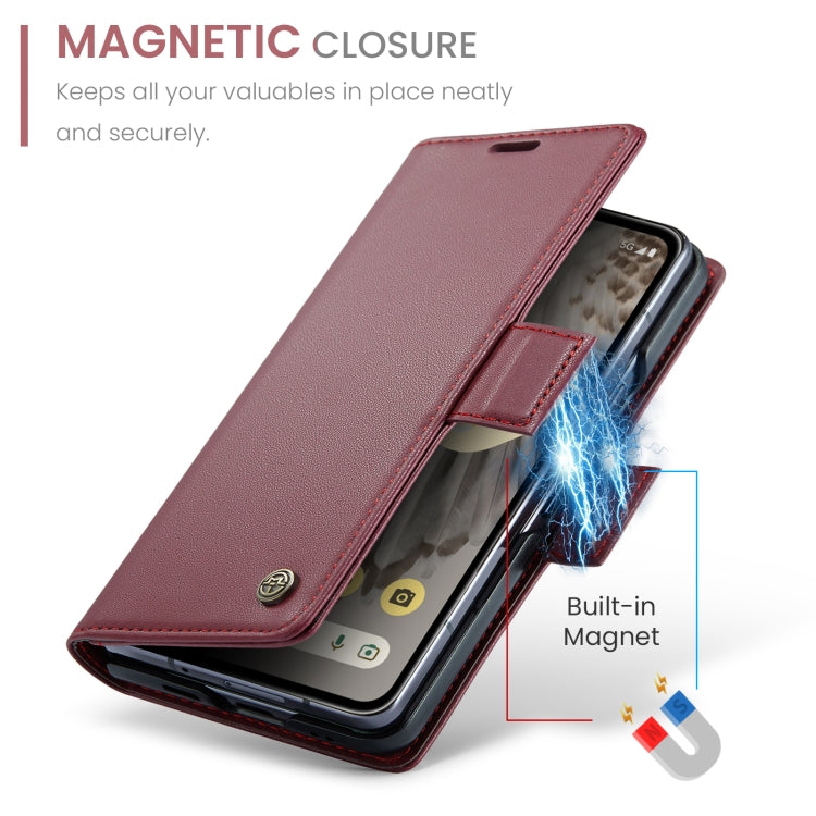 For Google Pixel Fold CaseMe 023 Butterfly Buckle Litchi Texture RFID Anti-theft Leather Phone Case(Wine Red) by CaseMe