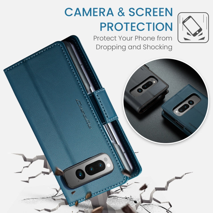 For Google Pixel Fold CaseMe 023 Butterfly Buckle Litchi Texture RFID Anti-theft Leather Phone Case(Blue) by CaseMe