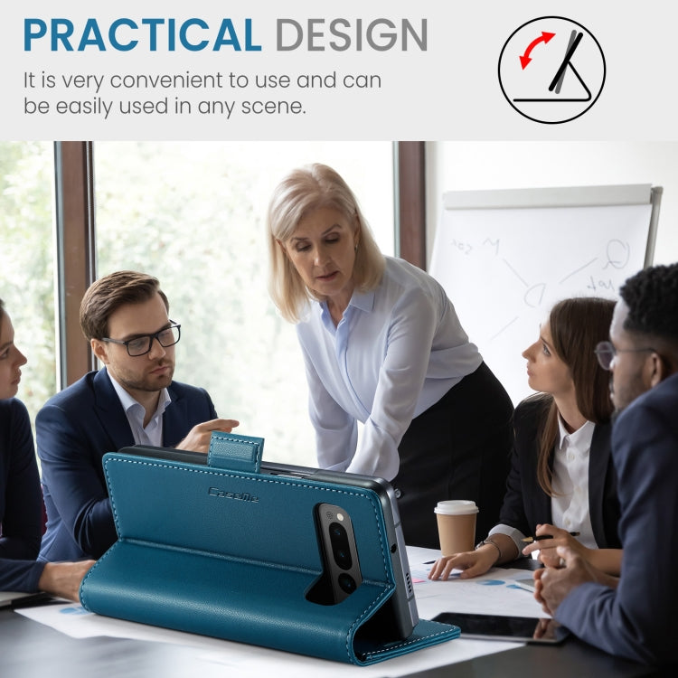 For Google Pixel Fold CaseMe 023 Butterfly Buckle Litchi Texture RFID Anti-theft Leather Phone Case(Blue) by CaseMe