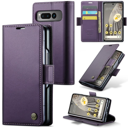 For Google Pixel Fold CaseMe 023 Butterfly Buckle Litchi Texture RFID Anti-theft Leather Phone Case(Pearly Purple) by CaseMe