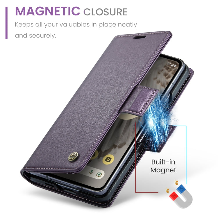 For Google Pixel Fold CaseMe 023 Butterfly Buckle Litchi Texture RFID Anti-theft Leather Phone Case(Pearly Purple) by CaseMe