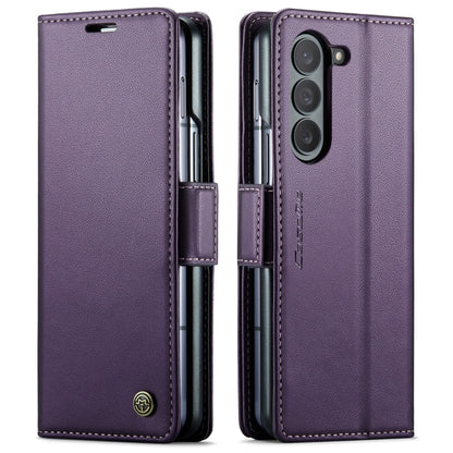 For Samsung Galaxy Z Fold5 CaseMe 023 Butterfly Buckle Litchi Texture RFID Anti-theft Leather Phone Case(Pearly Purple) by CaseMe