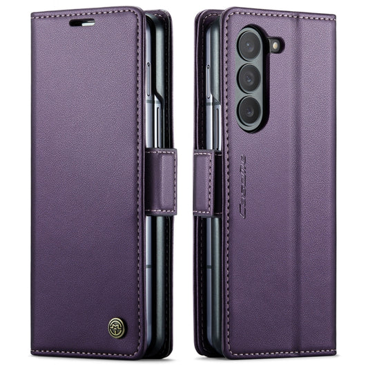 For Samsung Galaxy Z Fold5 CaseMe 023 Butterfly Buckle Litchi Texture RFID Anti-theft Leather Phone Case(Pearly Purple) by CaseMe