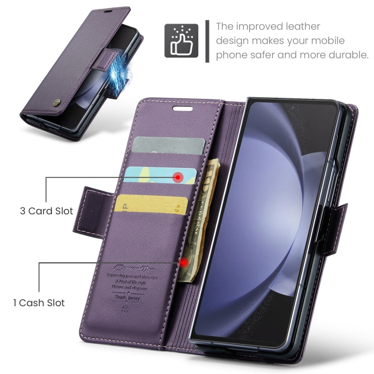 For Samsung Galaxy Z Fold5 CaseMe 023 Butterfly Buckle Litchi Texture RFID Anti-theft Leather Phone Case(Pearly Purple) by CaseMe