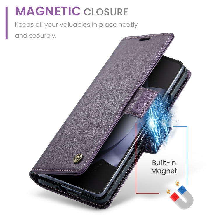 For Samsung Galaxy Z Fold5 CaseMe 023 Butterfly Buckle Litchi Texture RFID Anti-theft Leather Phone Case(Pearly Purple) by CaseMe