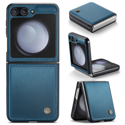 For Samsung Galaxy Z Flip5 CaseMe 023 Butterfly Buckle Litchi Texture RFID Anti-theft Leather Phone Case(Blue) by CaseMe
