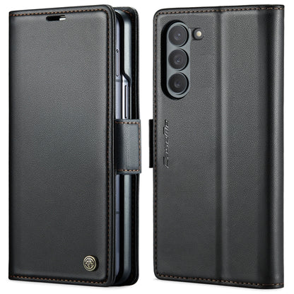 For Samsung Galaxy Z Fold6 5G CaseMe 023 Butterfly Buckle Litchi Texture RFID Anti-theft Leather Phone Case(Black) by CaseMe