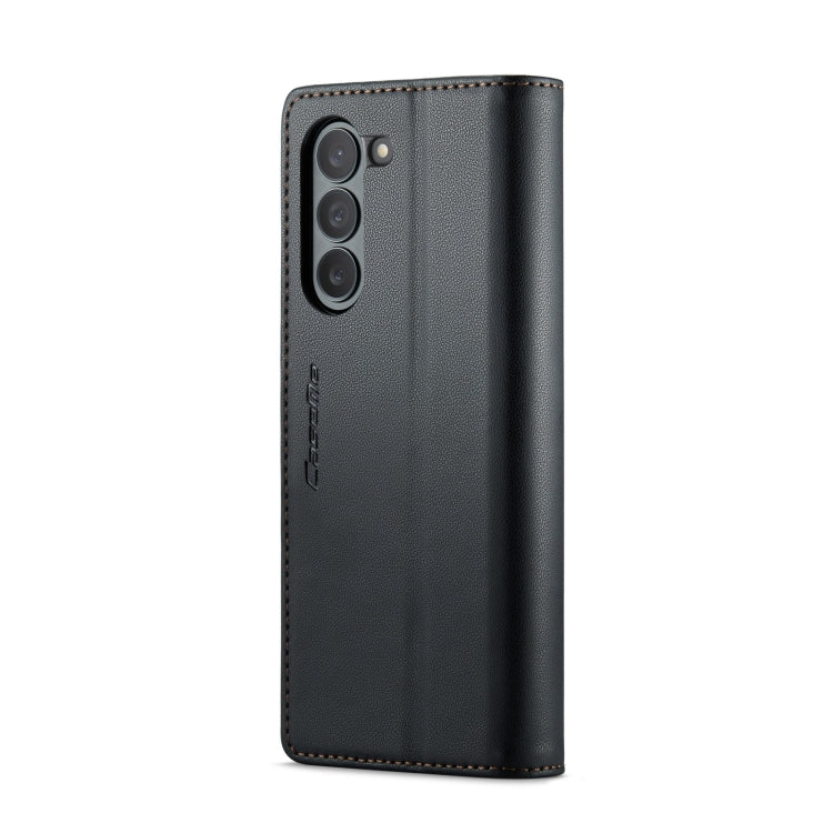 For Samsung Galaxy Z Fold6 5G CaseMe 023 Butterfly Buckle Litchi Texture RFID Anti-theft Leather Phone Case(Black) by CaseMe