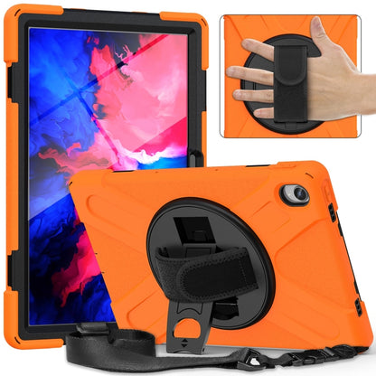 For Lenovo Tab P11 Silicone Hybrid PC Tablet Case with Grip & Shoulder Strap(Orange) by bashfashion