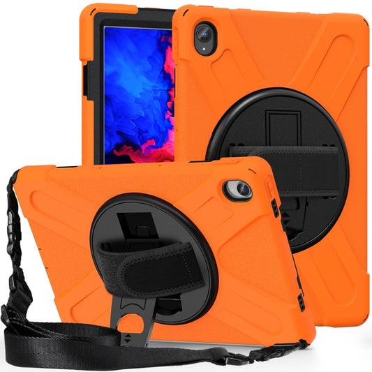 For Lenovo Tab P11 Silicone Hybrid PC Tablet Case with Grip & Shoulder Strap(Orange) by bashfashion