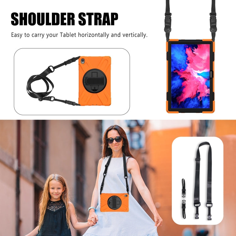 For Lenovo Tab P11 Silicone Hybrid PC Tablet Case with Grip & Shoulder Strap(Orange) by bashfashion
