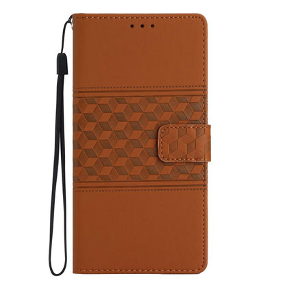 For iPhone 16e Diamond Embossed Skin Feel Leather Phone Case(Brown) by bashfashion