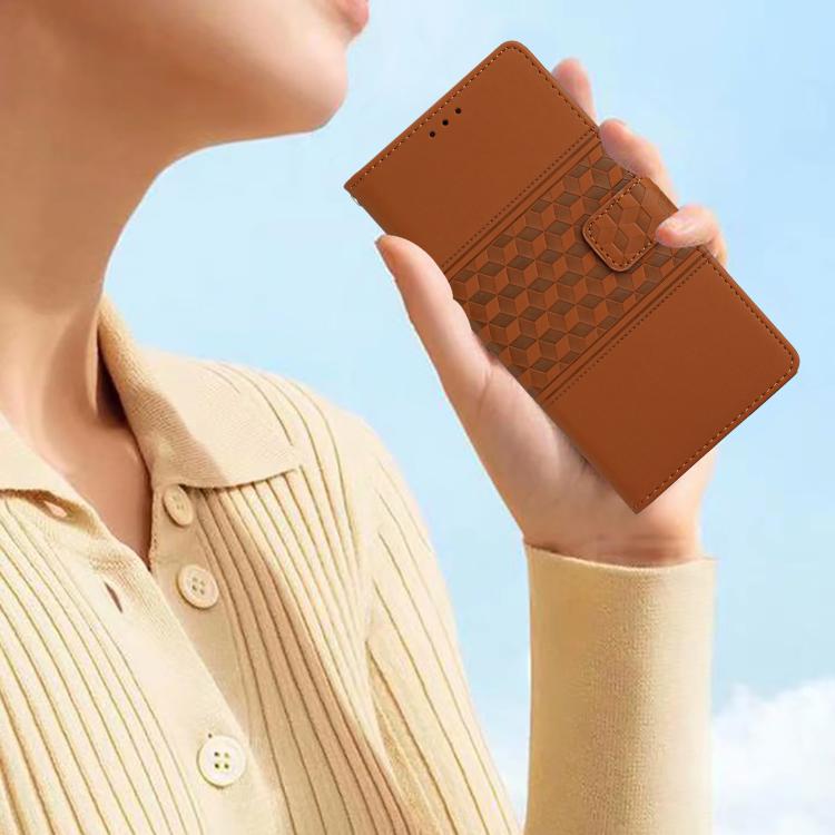 For iPhone 16e Diamond Embossed Skin Feel Leather Phone Case(Brown) by bashfashion