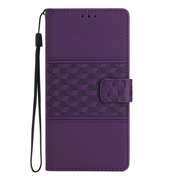 For iPhone 16e Diamond Embossed Skin Feel Leather Phone Case(Purple) by bashfashion