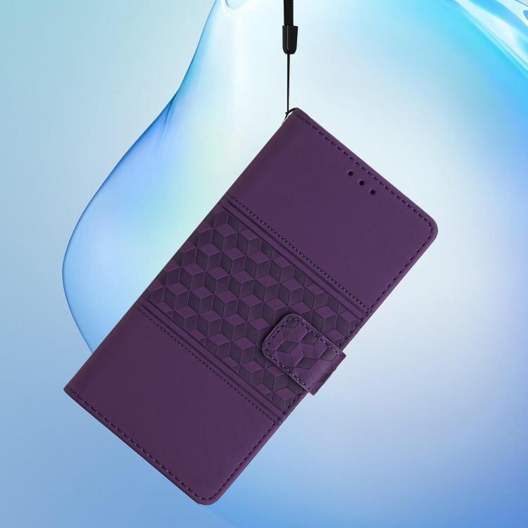 For iPhone 16e Diamond Embossed Skin Feel Leather Phone Case(Purple) by bashfashion