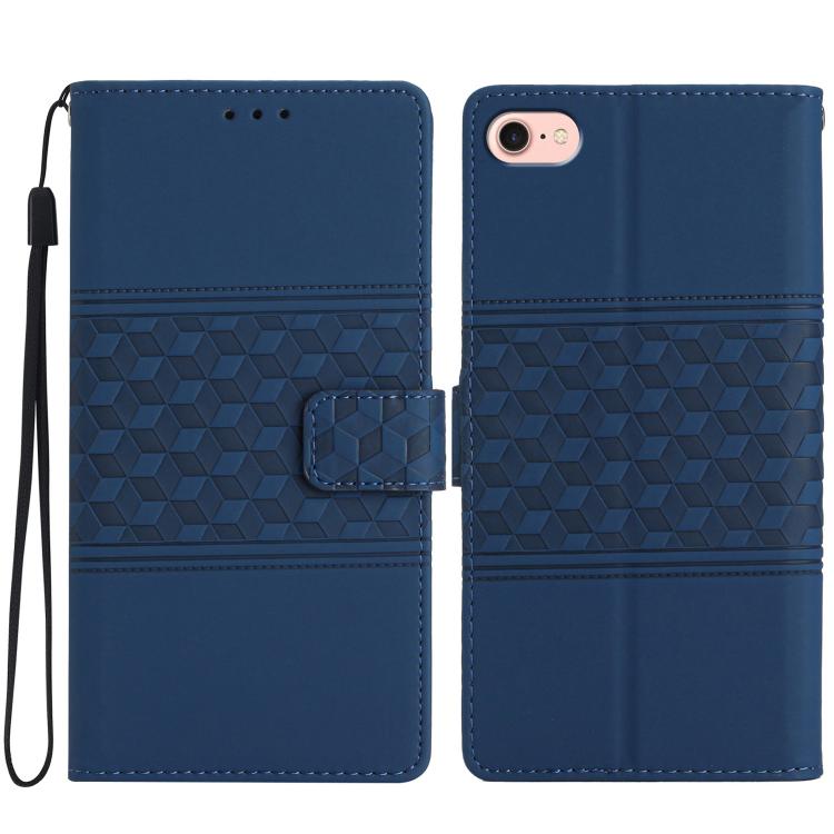 For iPhone 16e Diamond Embossed Skin Feel Leather Phone Case(Dark Blue) by bashfashion