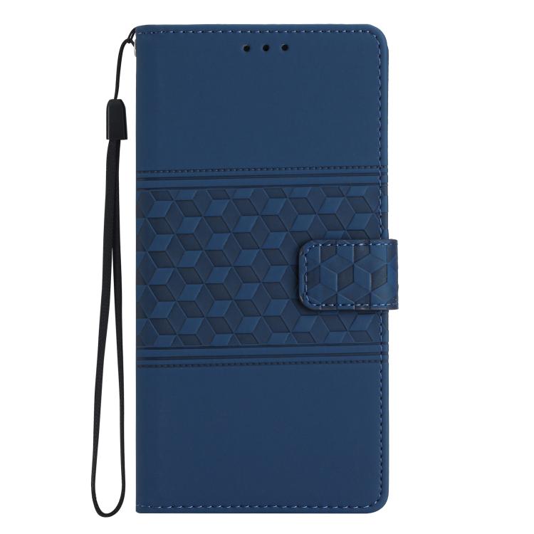 For iPhone 16e Diamond Embossed Skin Feel Leather Phone Case(Dark Blue) by bashfashion