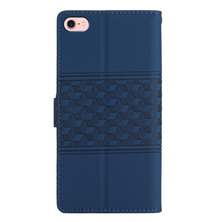 For iPhone 16e Diamond Embossed Skin Feel Leather Phone Case(Dark Blue) by bashfashion
