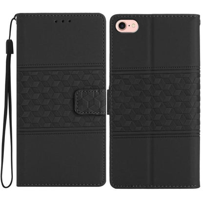 For iPhone 16e Diamond Embossed Skin Feel Leather Phone Case(Black) by bashfashion