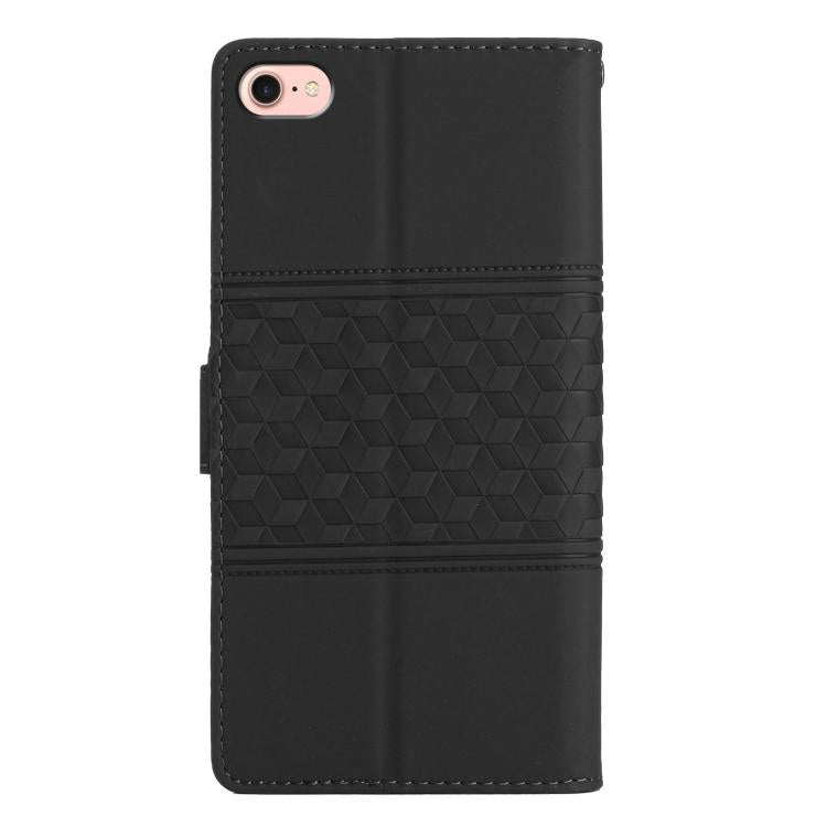 For iPhone 16e Diamond Embossed Skin Feel Leather Phone Case(Black) by bashfashion
