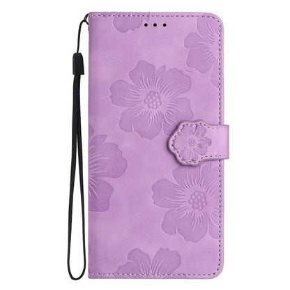 For iPhone 16e Flower Embossing Pattern Leather Phone Case(Purple) by bashfashion