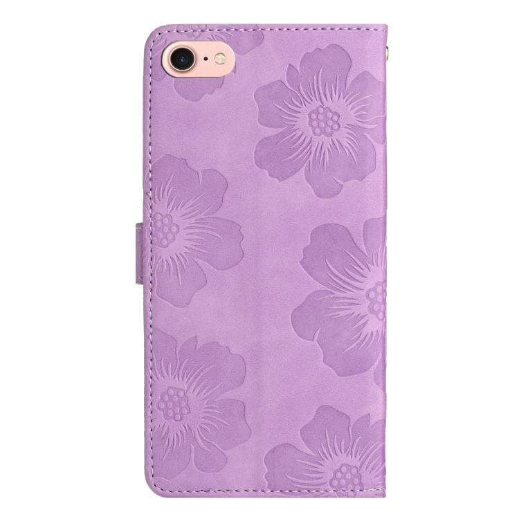 For iPhone 16e Flower Embossing Pattern Leather Phone Case(Purple) by bashfashion