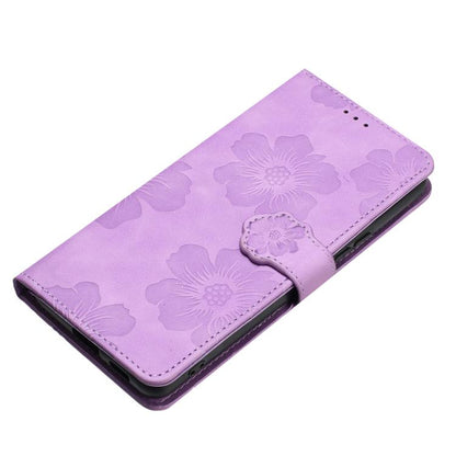 For iPhone 16e Flower Embossing Pattern Leather Phone Case(Purple) by bashfashion