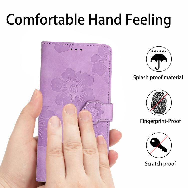 For iPhone 16e Flower Embossing Pattern Leather Phone Case(Purple) by bashfashion
