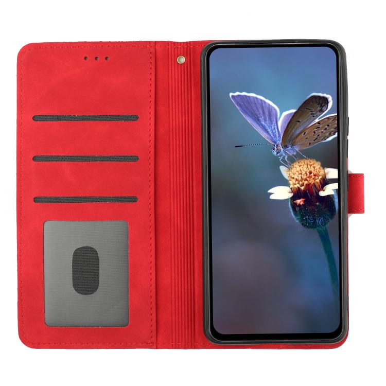 For iPhone 16e Flower Embossing Pattern Leather Phone Case(Red) by bashfashion